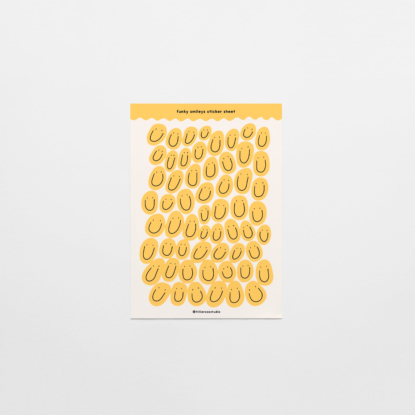 Yellow Groovy Smiles Sticker Sheet