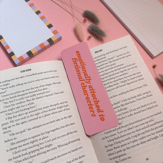 Emotionally Attached to Fictional Characters Bookmark Red and Pink