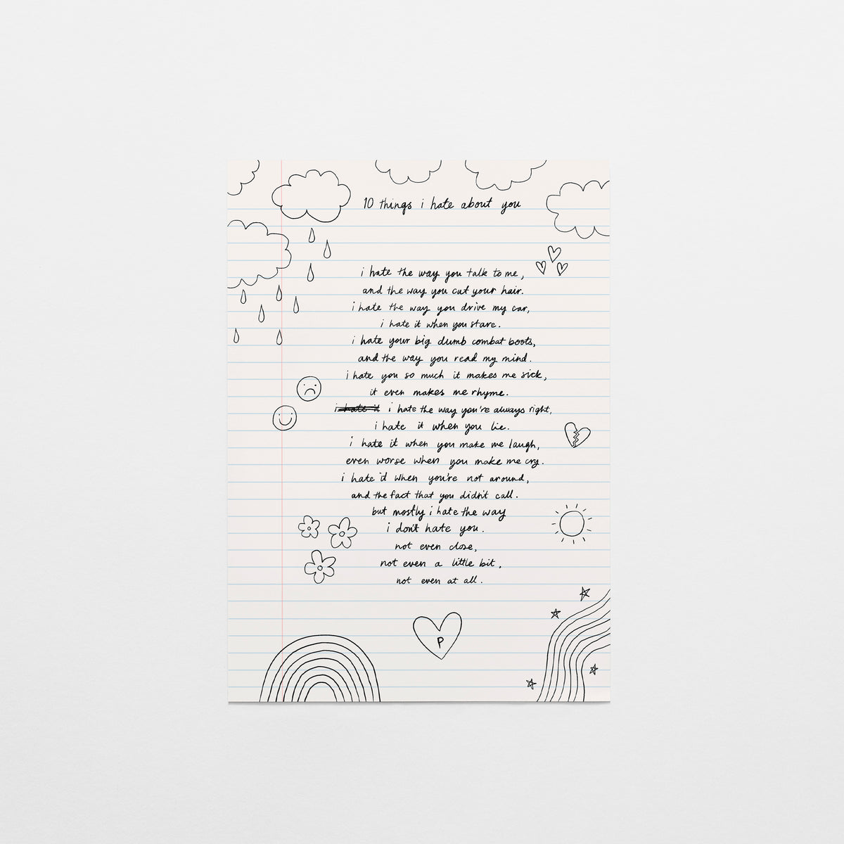 10 Things I Hate About You Postcard
