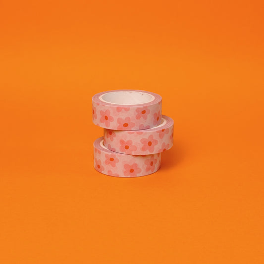Pink and Orange Flowers Washi Tape