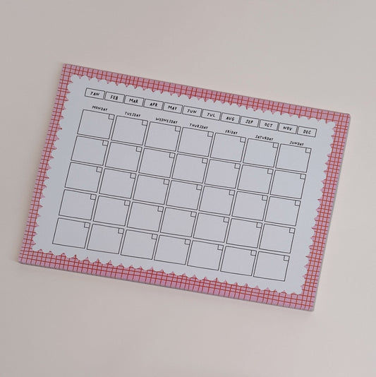 Pink and Red Checkered Monthly Planner Notepad