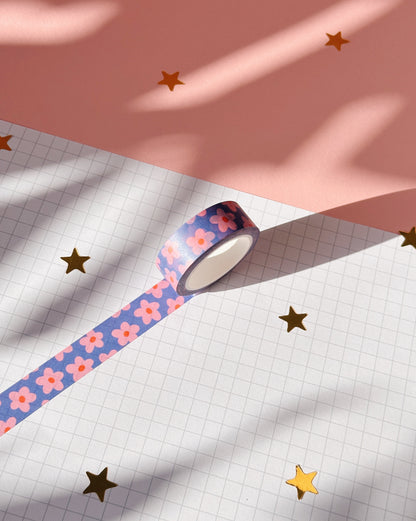 Blue and Pink Flowers Washi Tape