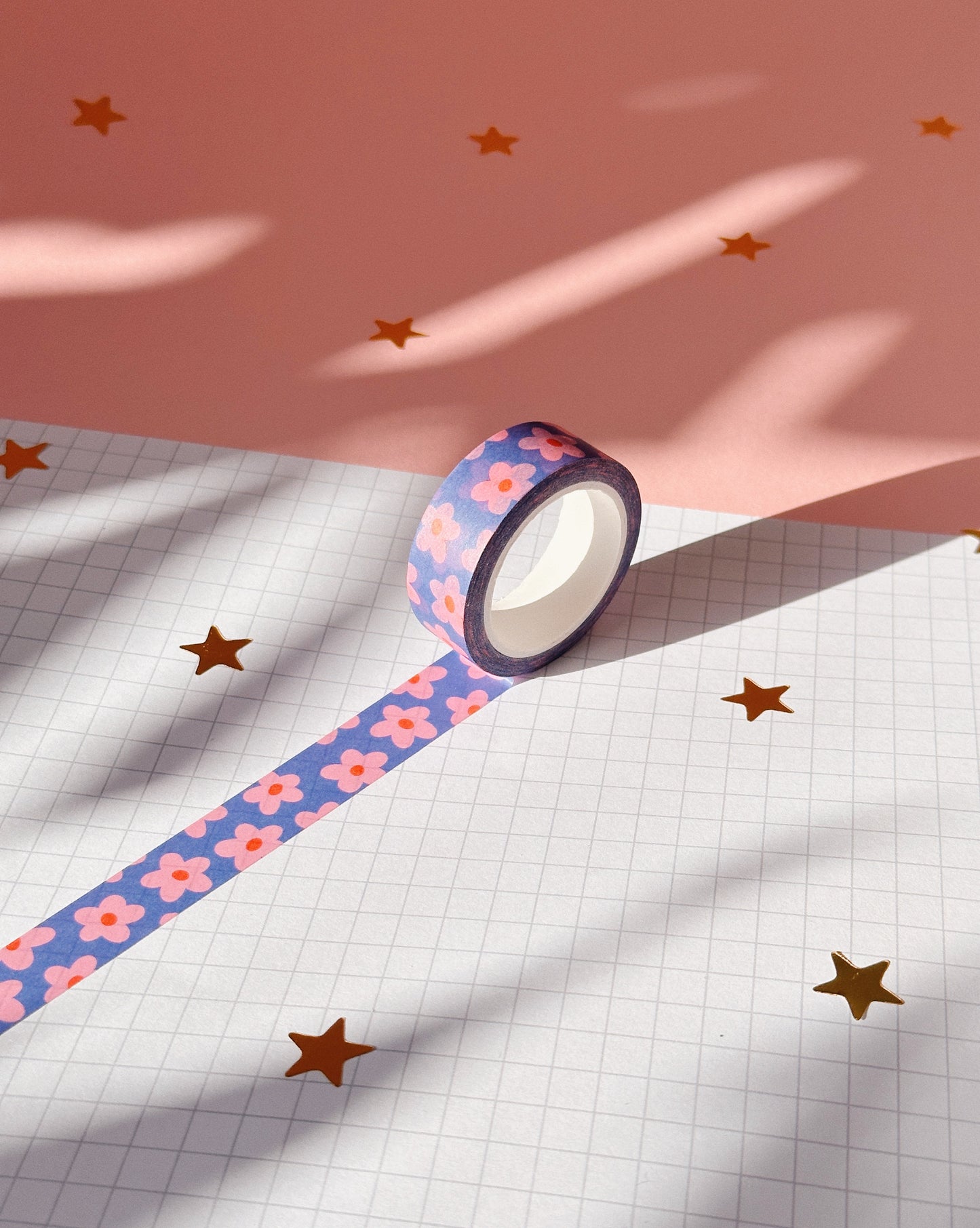 Blue and Pink Flowers Washi Tape