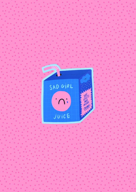 Sad Girl Juice Box Matte Vinyl Sticker