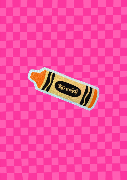 Orange Cry-A-Lot Crayon Holographic Glitter Vinyl Sticker
