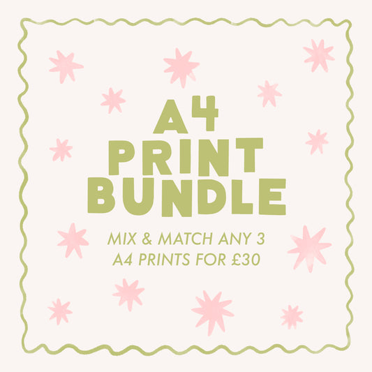 A4 Print Bundle, Choose Any 3 Prints, Mix & Match Prints