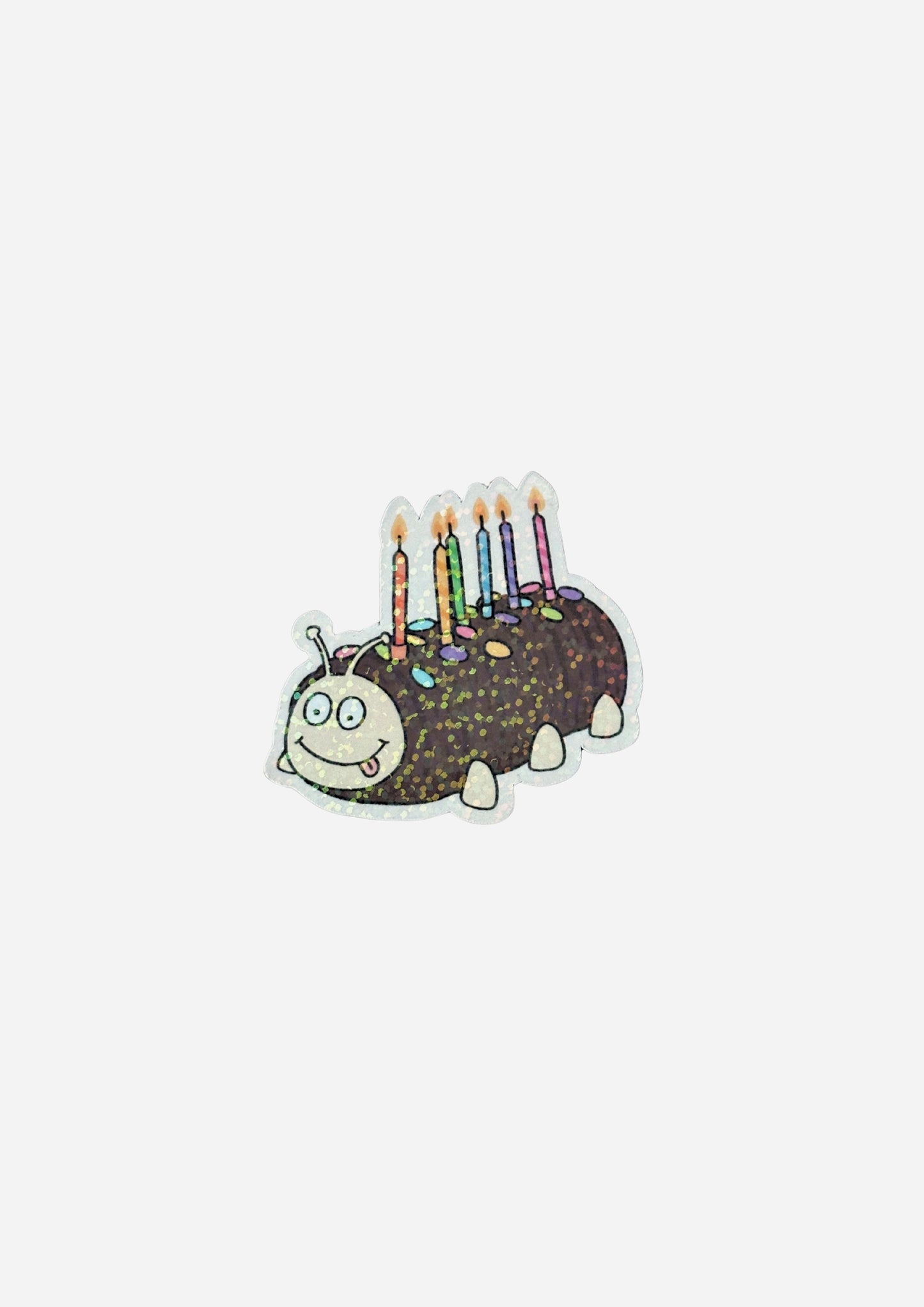 Caterpillar Cake Holo Glitter Vinyl Sticker