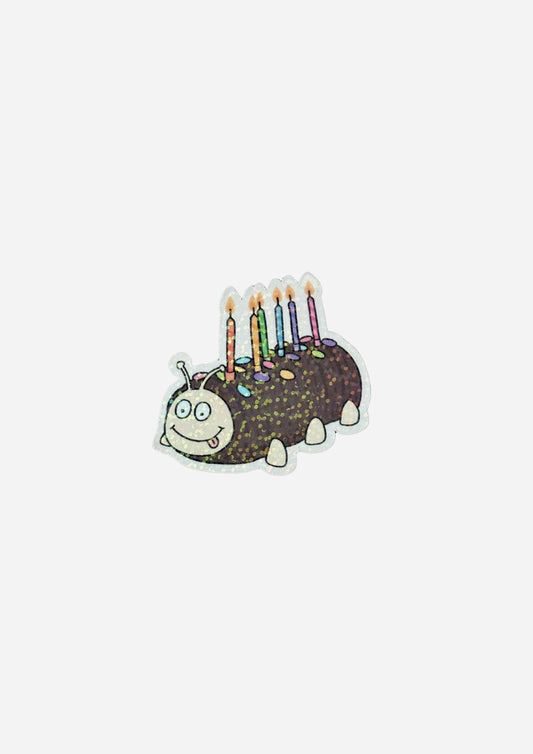 Caterpillar Cake Holo Glitter Vinyl Sticker