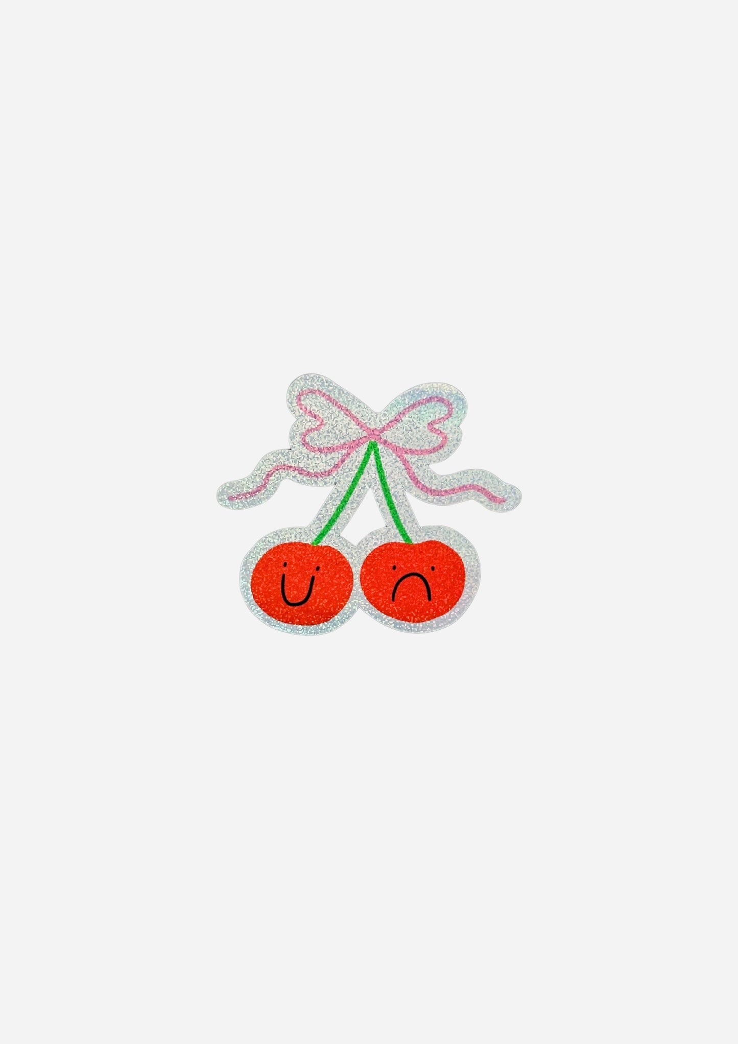 Bow Cherries Glitter Vinyl Sticker