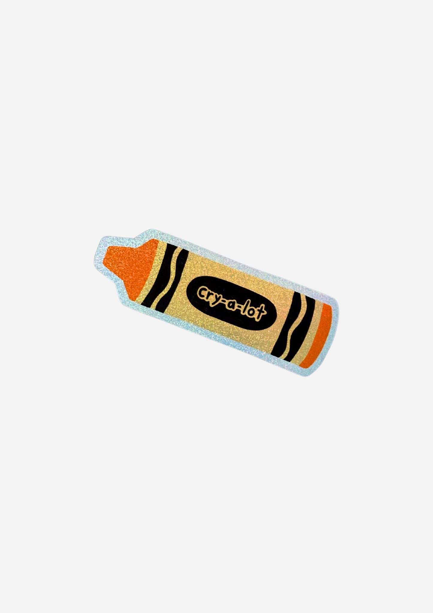 Orange Cry-A-Lot Crayon Holographic Glitter Vinyl Sticker