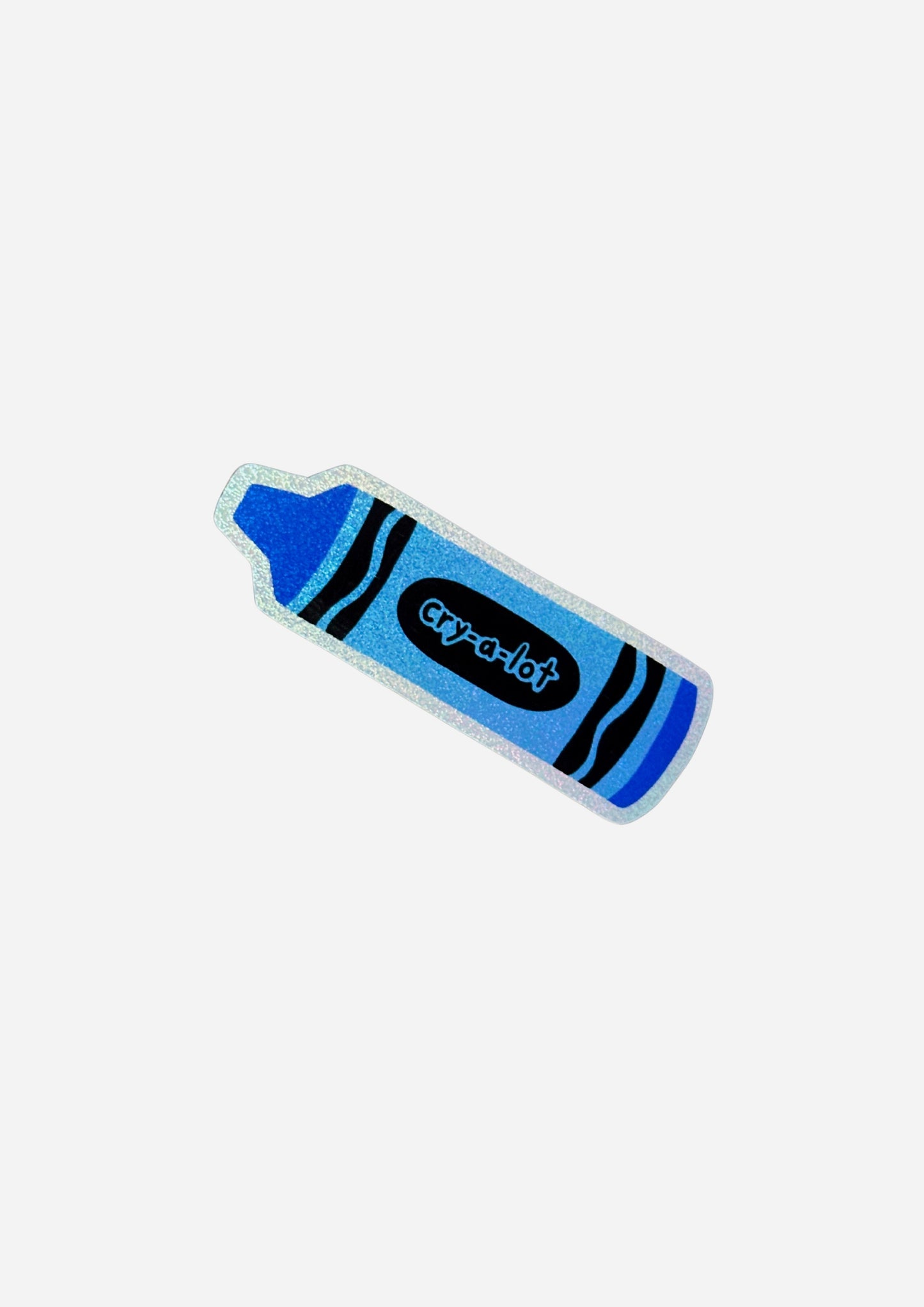 Blue Cry-A-Lot Crayon Holographic Glitter Vinyl Sticker