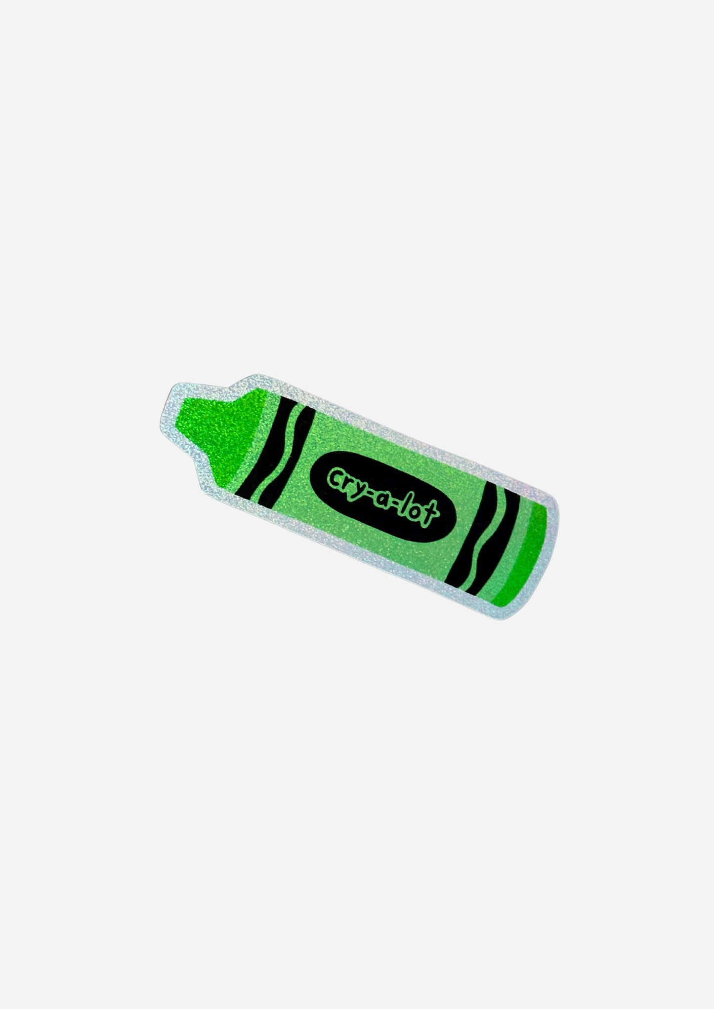 Green Cry-A-Lot Crayon Holographic Glitter Vinyl Sticker