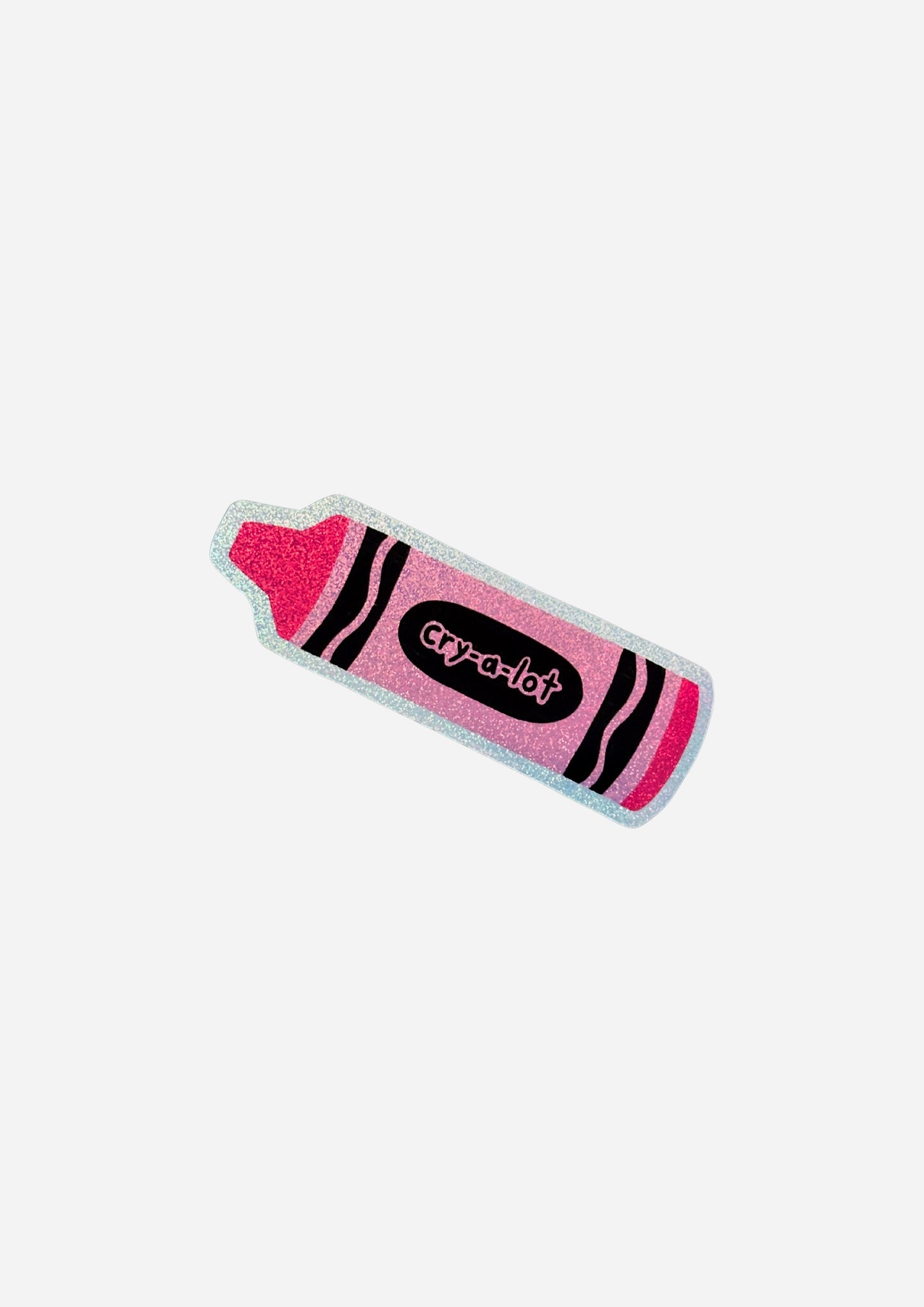 Pink Cry-A-Lot Crayon Holographic Glitter Vinyl Sticker