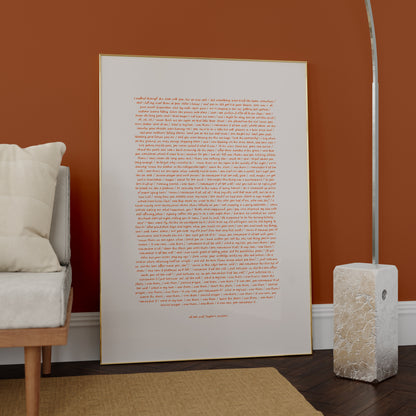 All Too Well (Taylor' Version) Lyrics Print