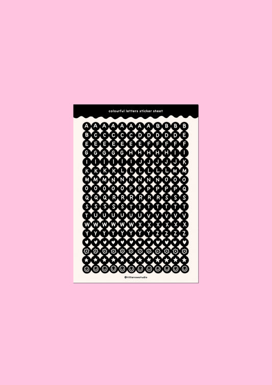 Black Letter Bead Sticker Sheet