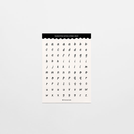 Black and White Handwritten Letters Sticker Sheet