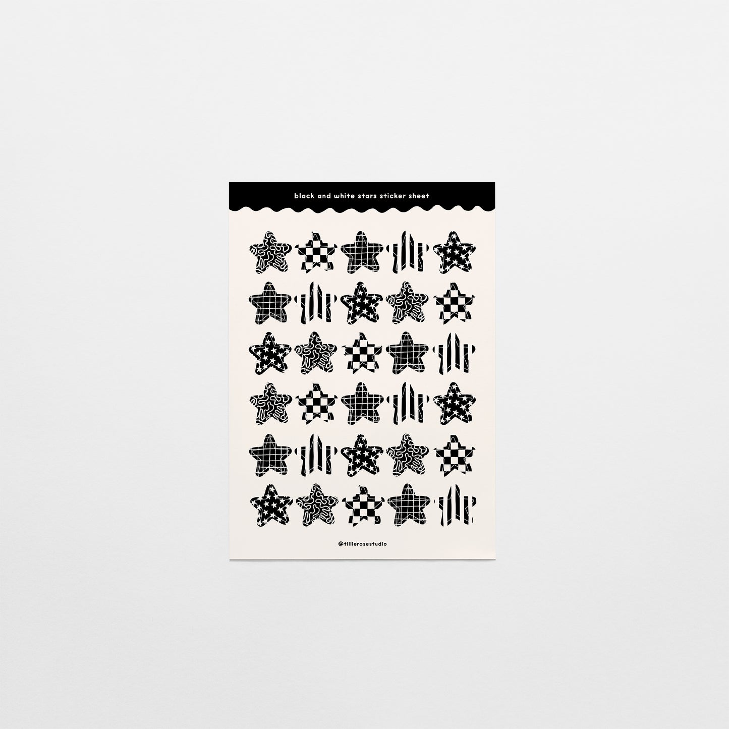 Black and White Stars Sticker Sheet