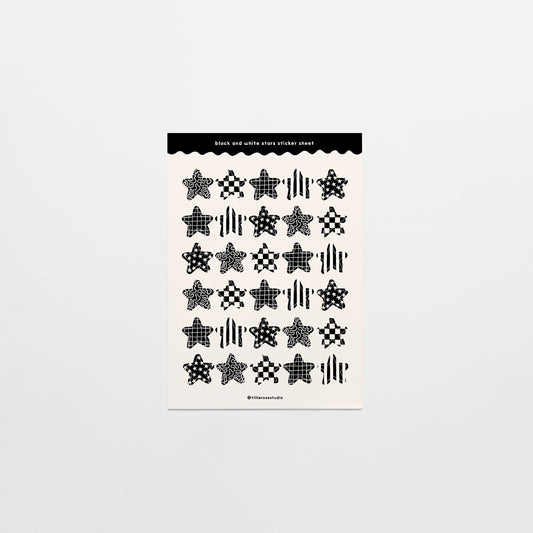 Black and White Stars Sticker Sheet