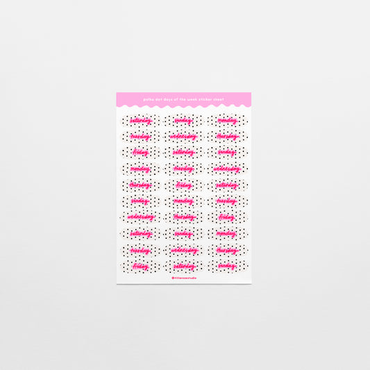 Black and White Polka Dot Days of the Week Sticker Sheet