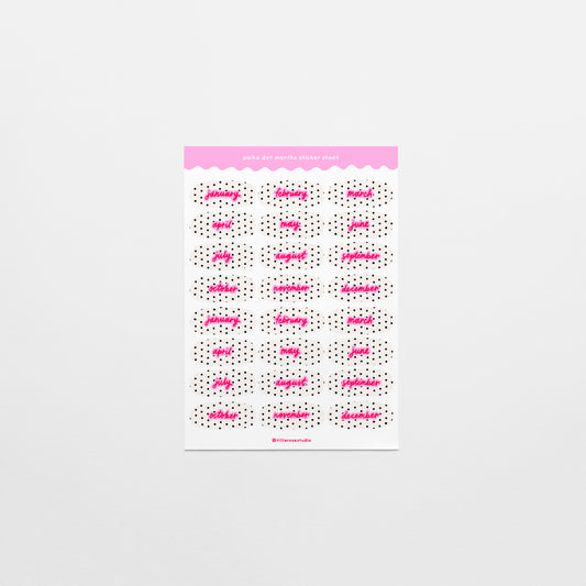 Black and White Polka Dot Months Sticker Sheet