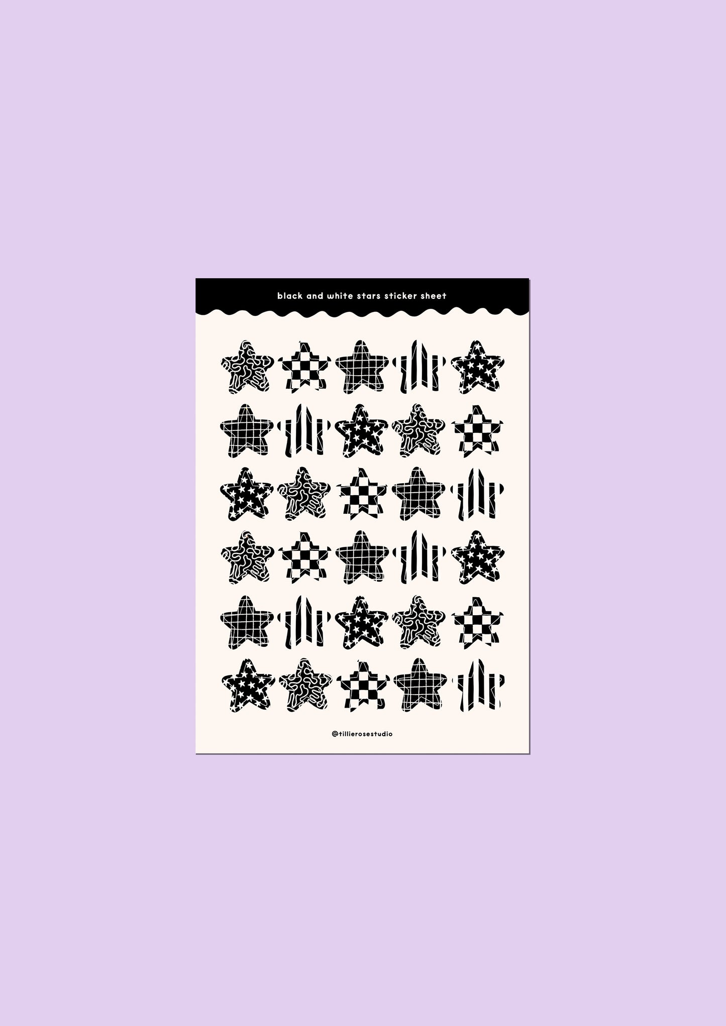 Black and White Stars Sticker Sheet