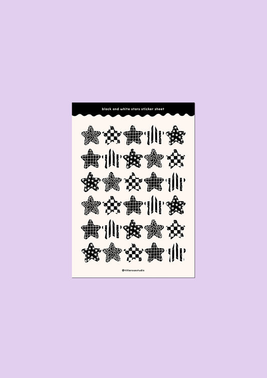 Black and White Stars Sticker Sheet