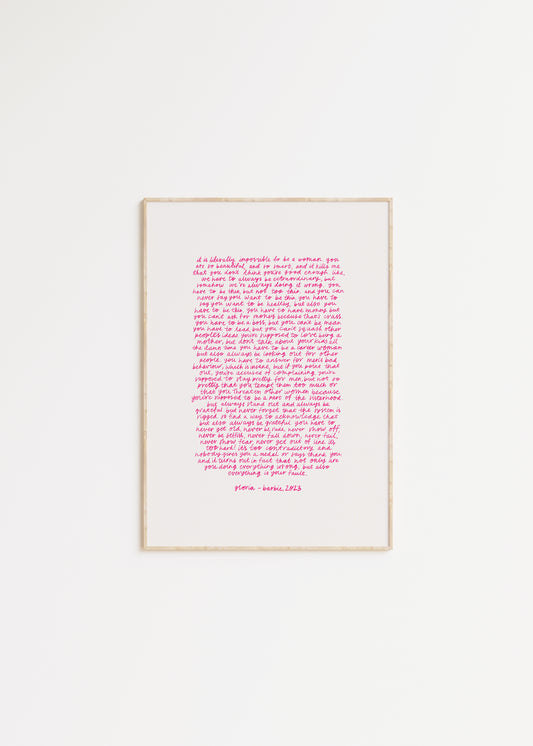 Barbie Monologue Quote Print