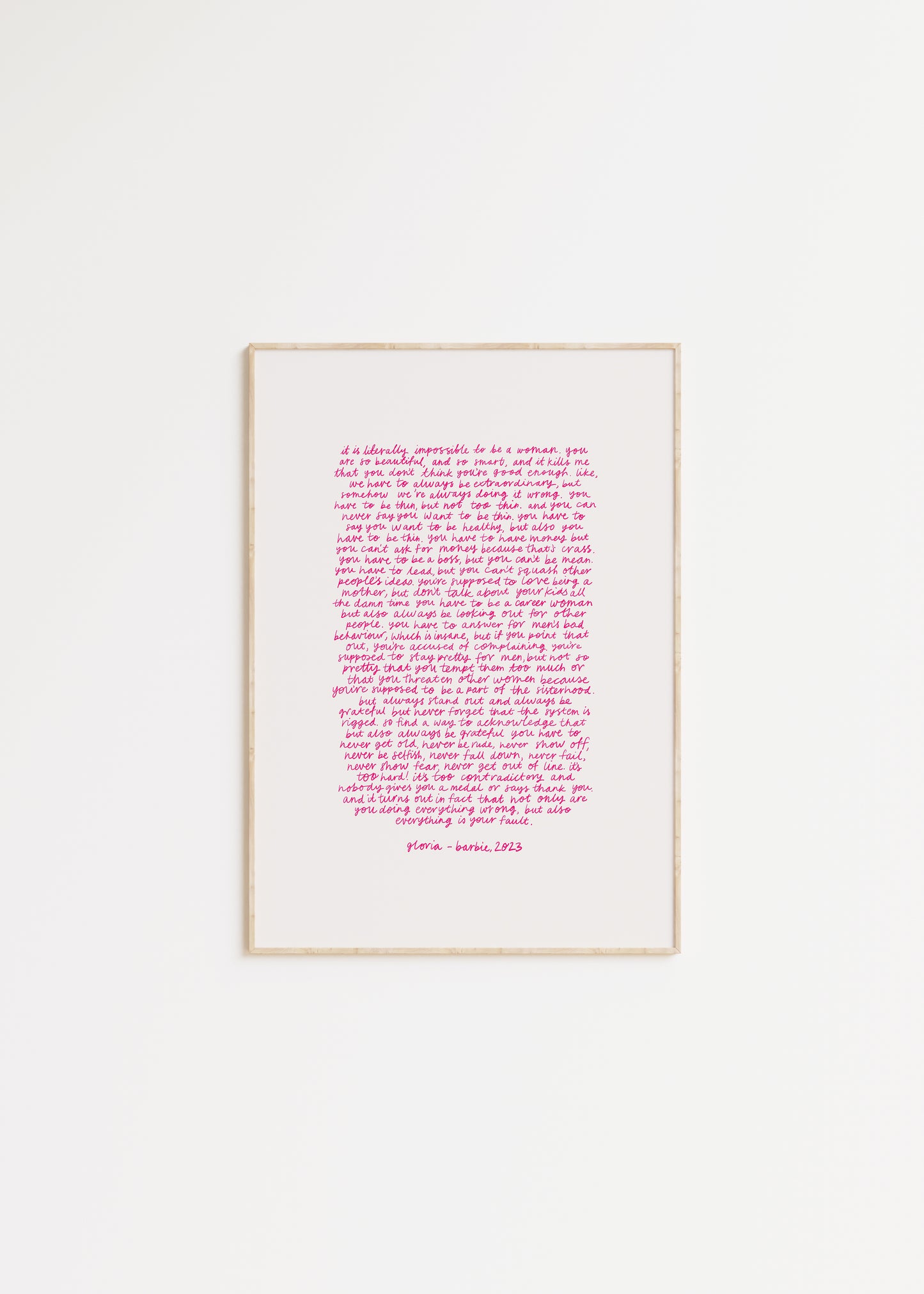 Barbie Monologue Quote Print