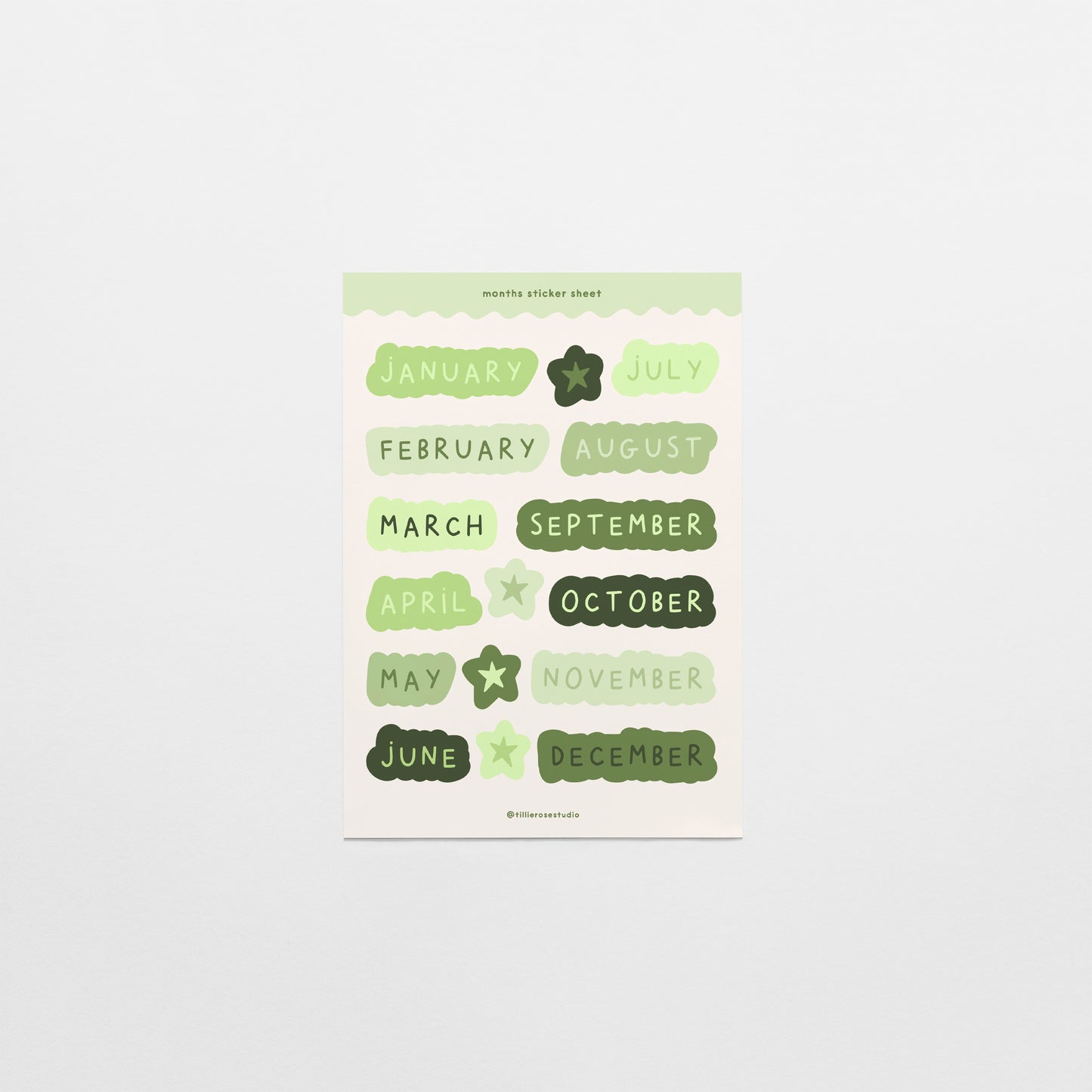 Big Green Months Sticker Sheet