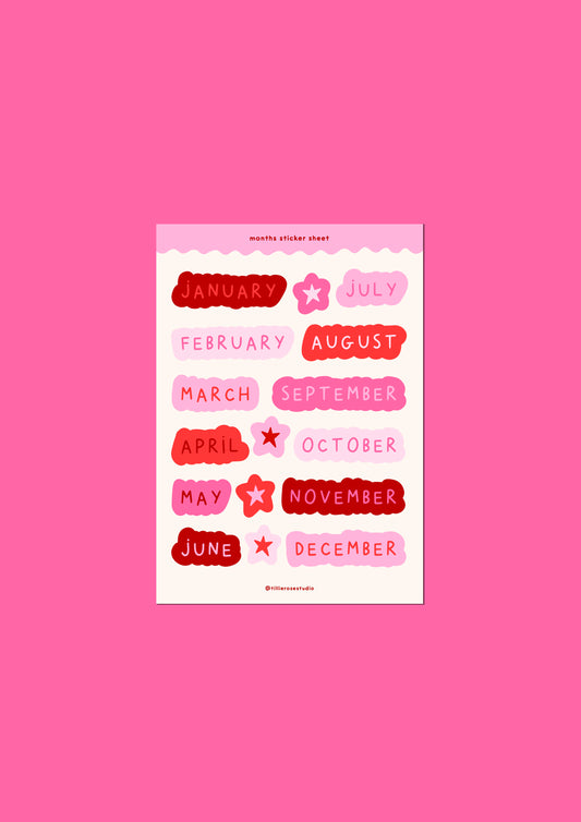 Big Pink Months Sticker Sheet