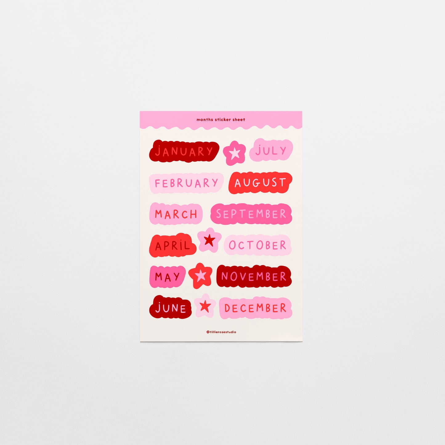 Big Pink Months Sticker Sheet