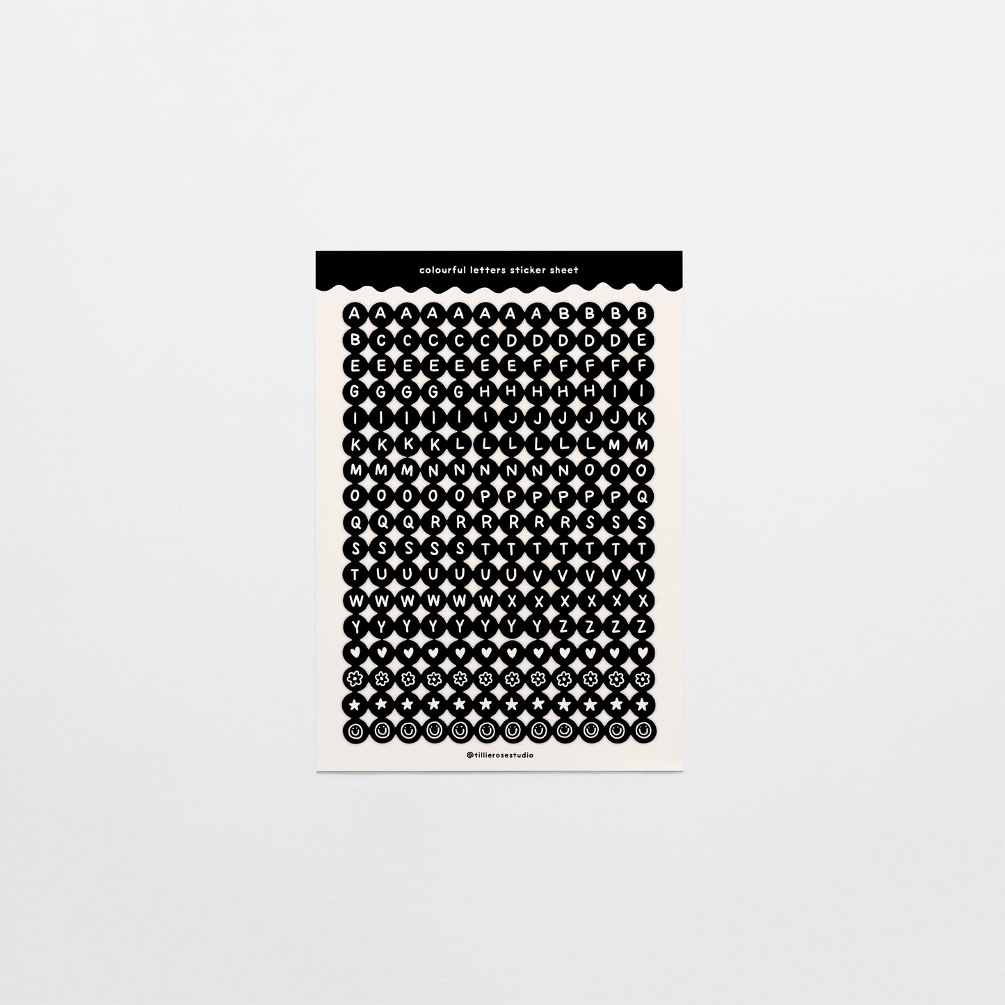 Black Letter Bead Sticker Sheet