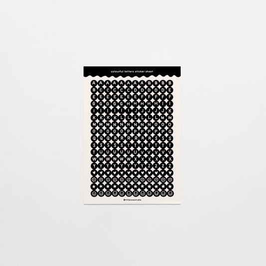 Black Letter Bead Sticker Sheet