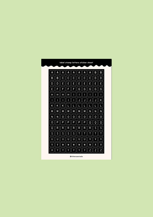 Black Label Stamp Letter Sticker Sheet