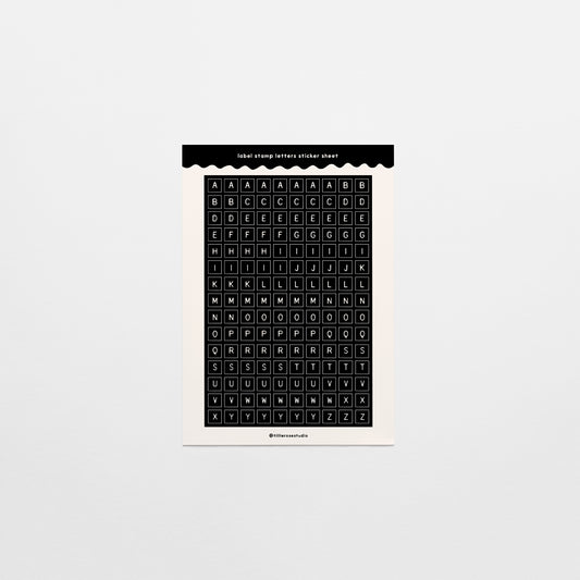 Black Label Stamp Letter Sticker Sheet