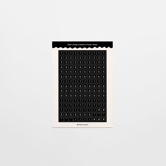 Black Label Stamp Number & Punctuation Sticker Sheet