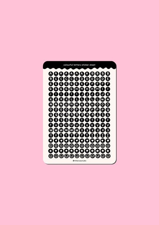 Black Letter Bead Sticker Sheet