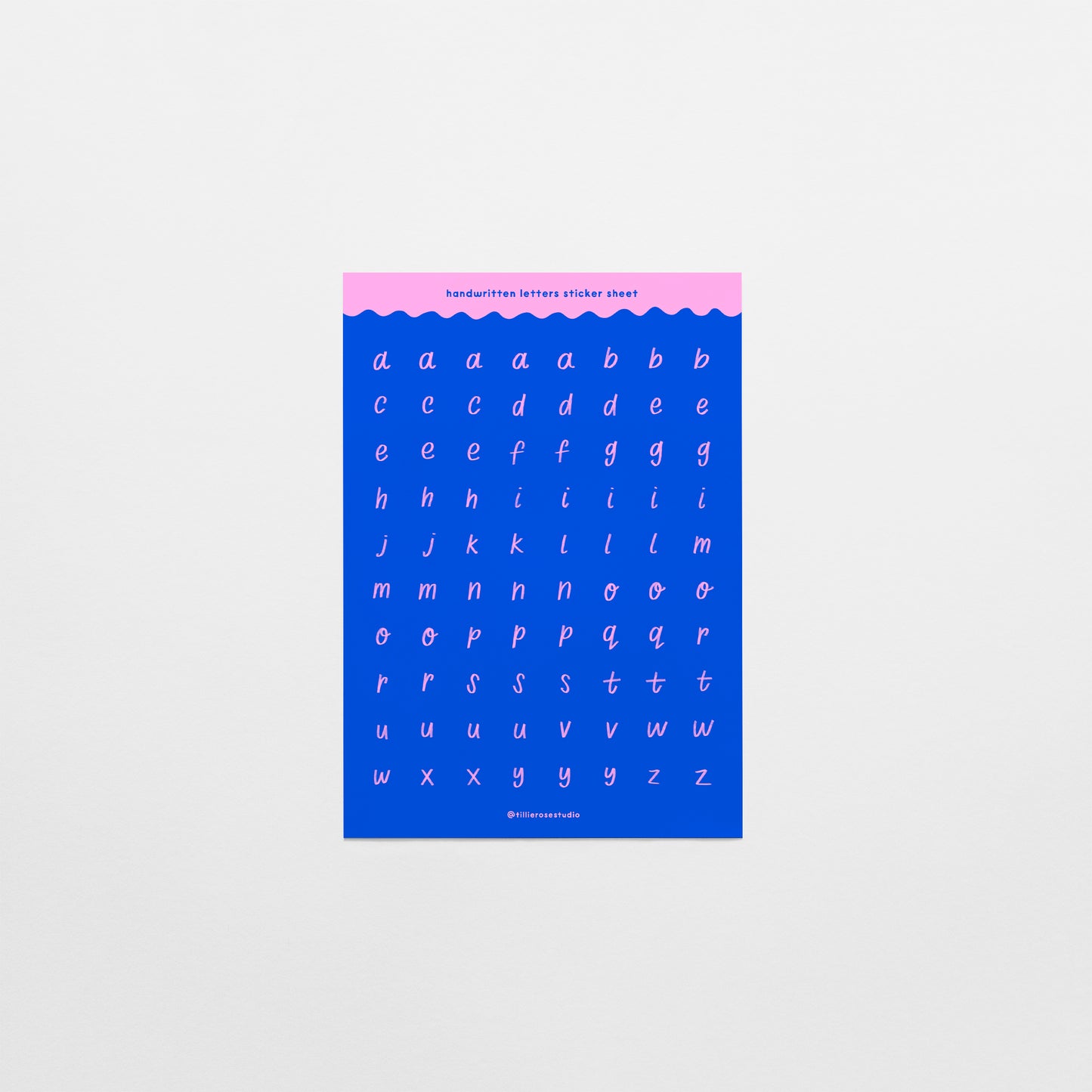 Blue and Pink Handwritten Letters Sticker Sheet