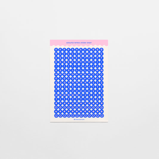 Blue and Pink Letter Bead Sticker Sheet