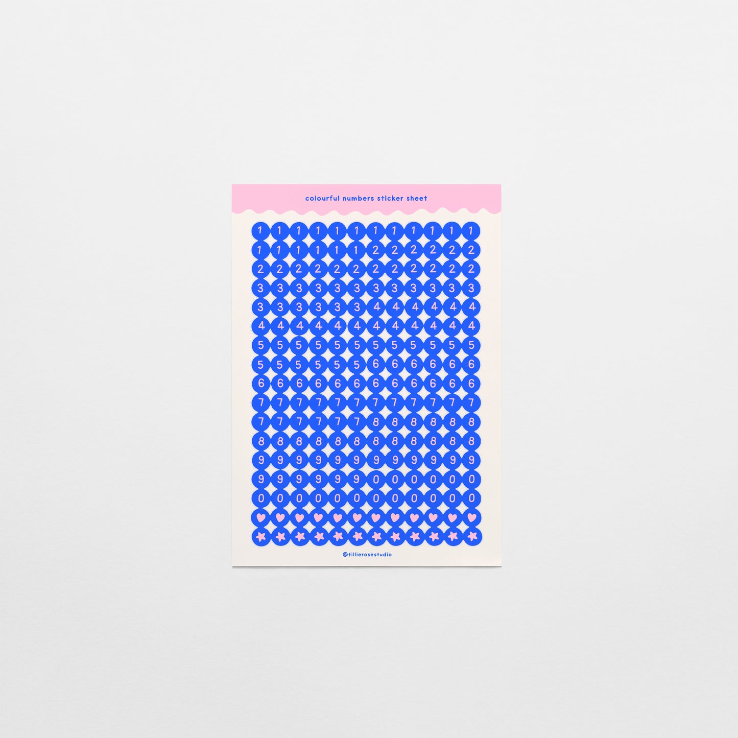 Blue and Pink Number Bead Sticker Sheet