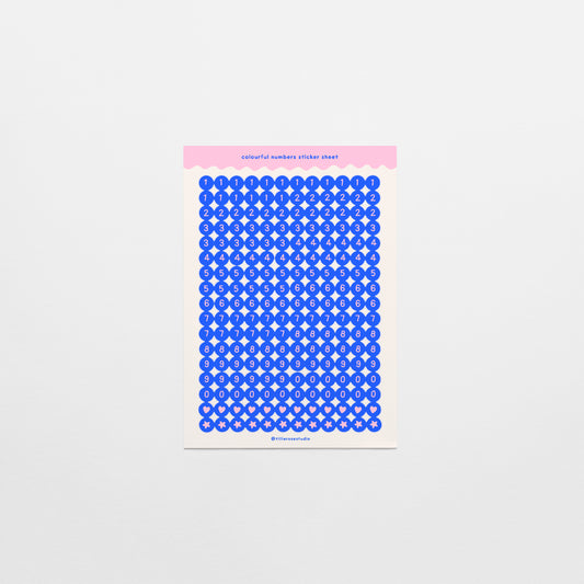 Blue and Pink Number Bead Sticker Sheet