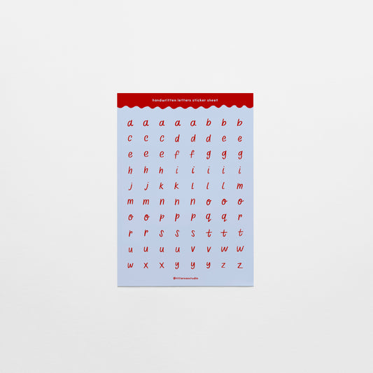 Blue and Red Handwritten Letters Sticker Sheet