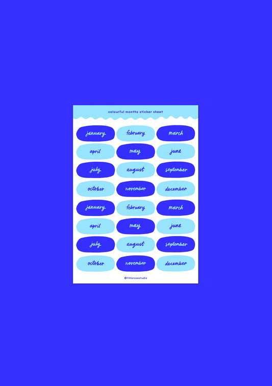 Blue Months Sticker Sheet