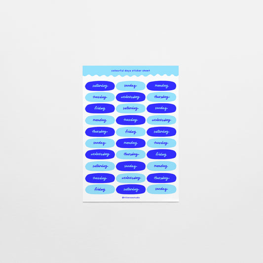 Blue Days of the Week Sticker Sheet
