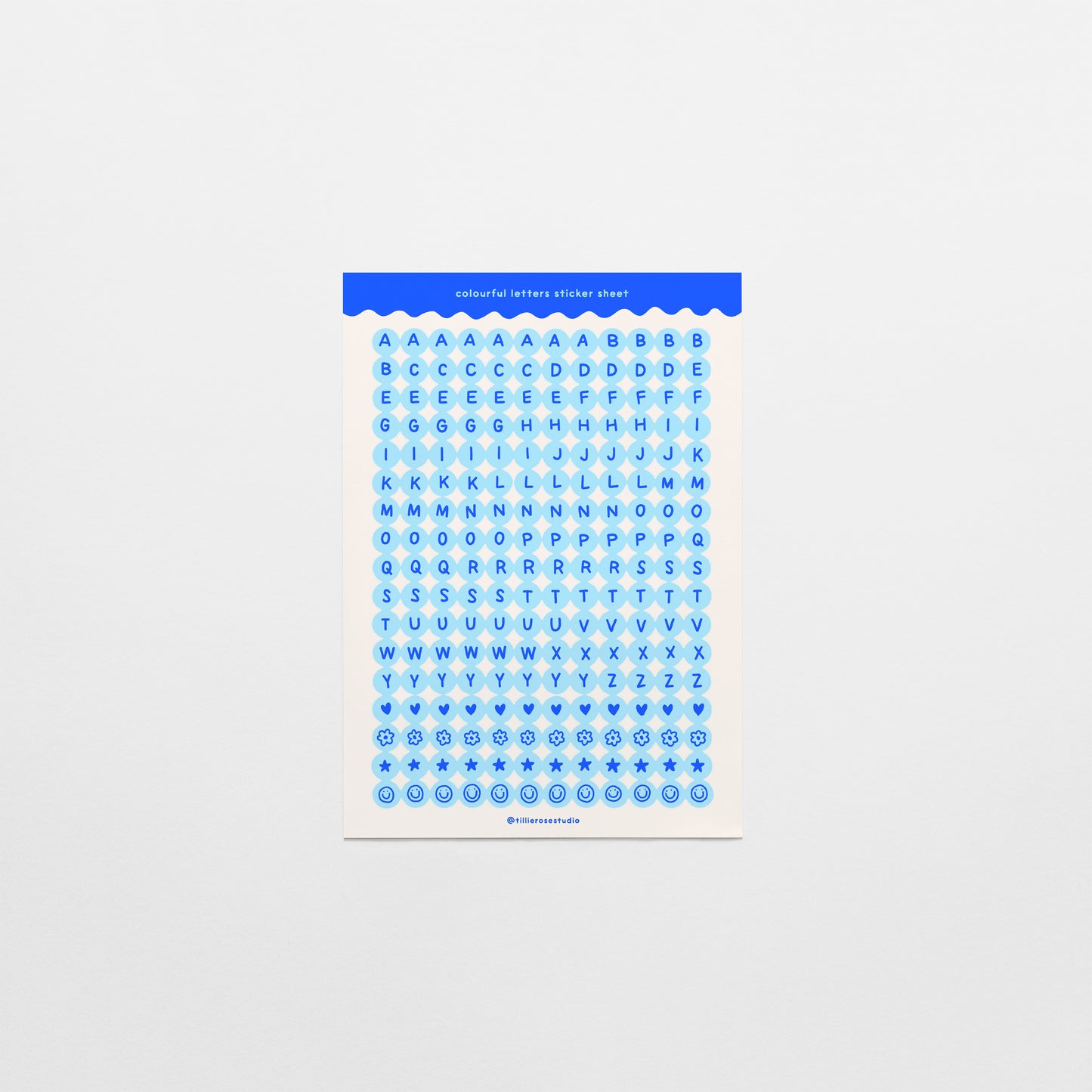 Blue Letter Bead Sticker Sheet