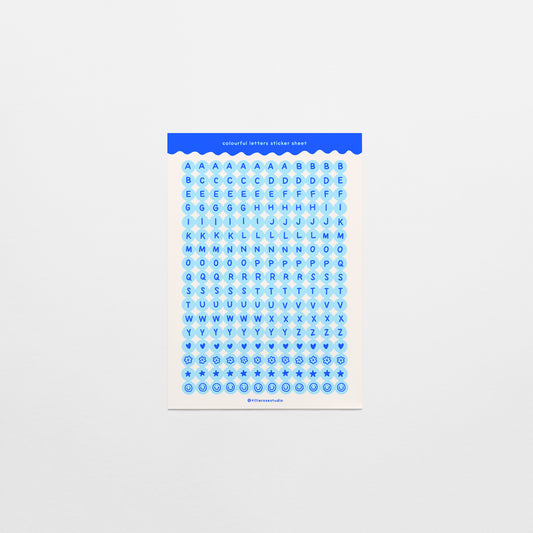 Blue Letter Bead Sticker Sheet