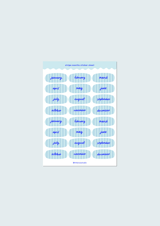 Blue Stripe Months Sticker Sheet