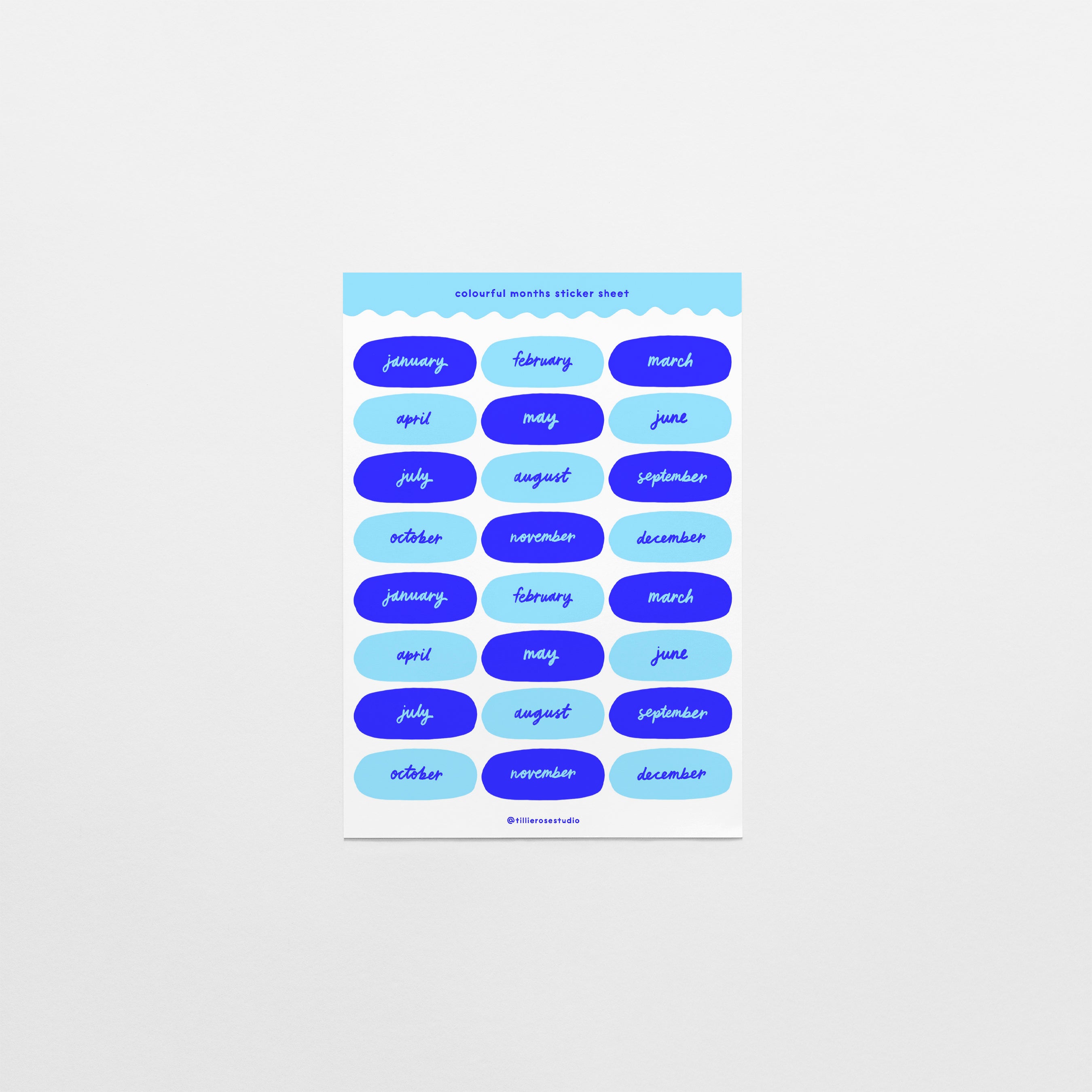 Blue Months Sticker Sheet – Tillie Rose Studio
