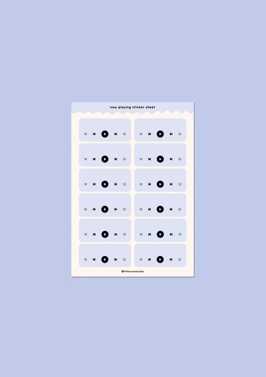 Blue Now Playing Sticker Sheet