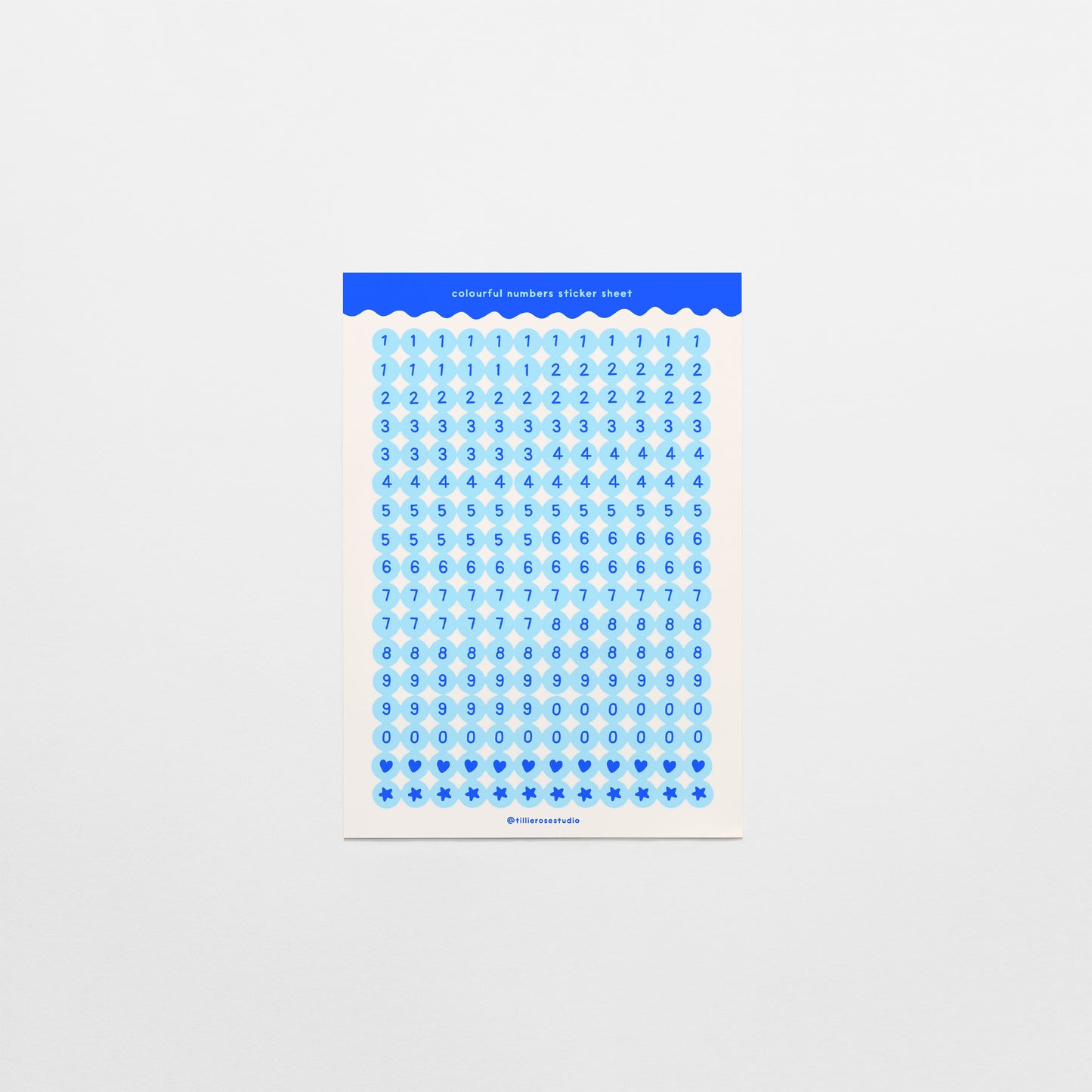 Blue Number Bead Sticker Sheet